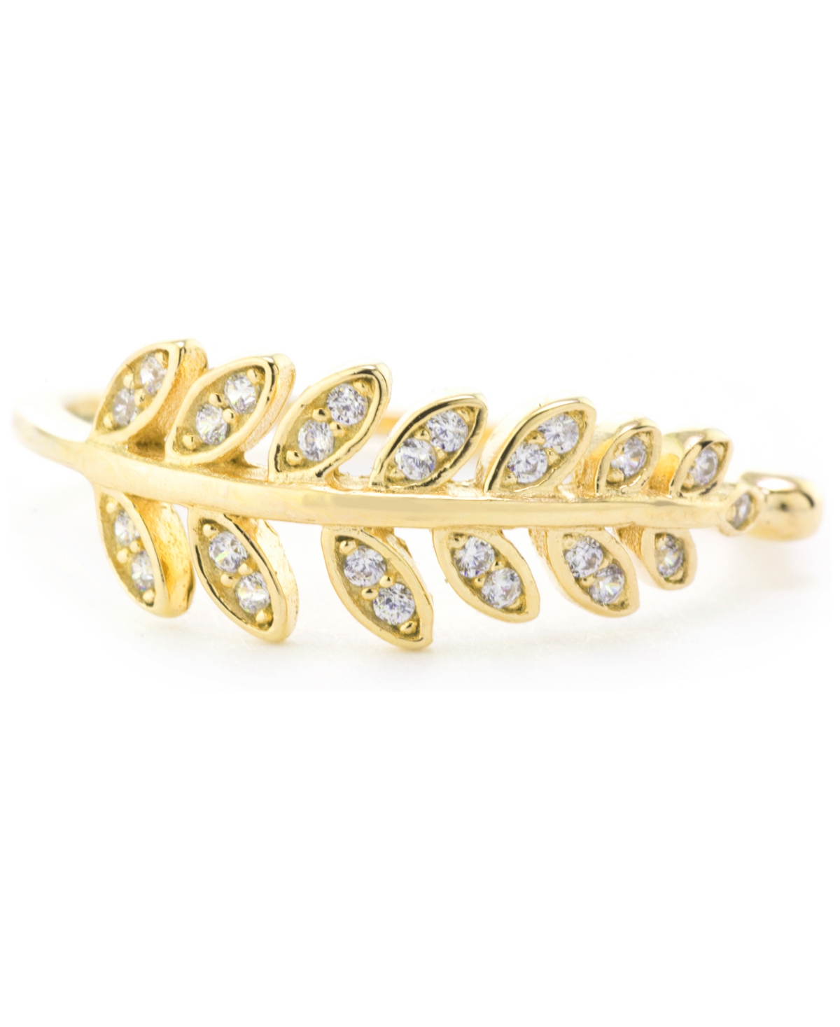 Pave Leaf Ring in Sterling Silver (also in 18k Gold-Plated Sterling Silver) - Gold