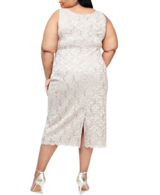 S.L. Fashions Womens Tea Length Tuck Neck Fit And Flare Dress
