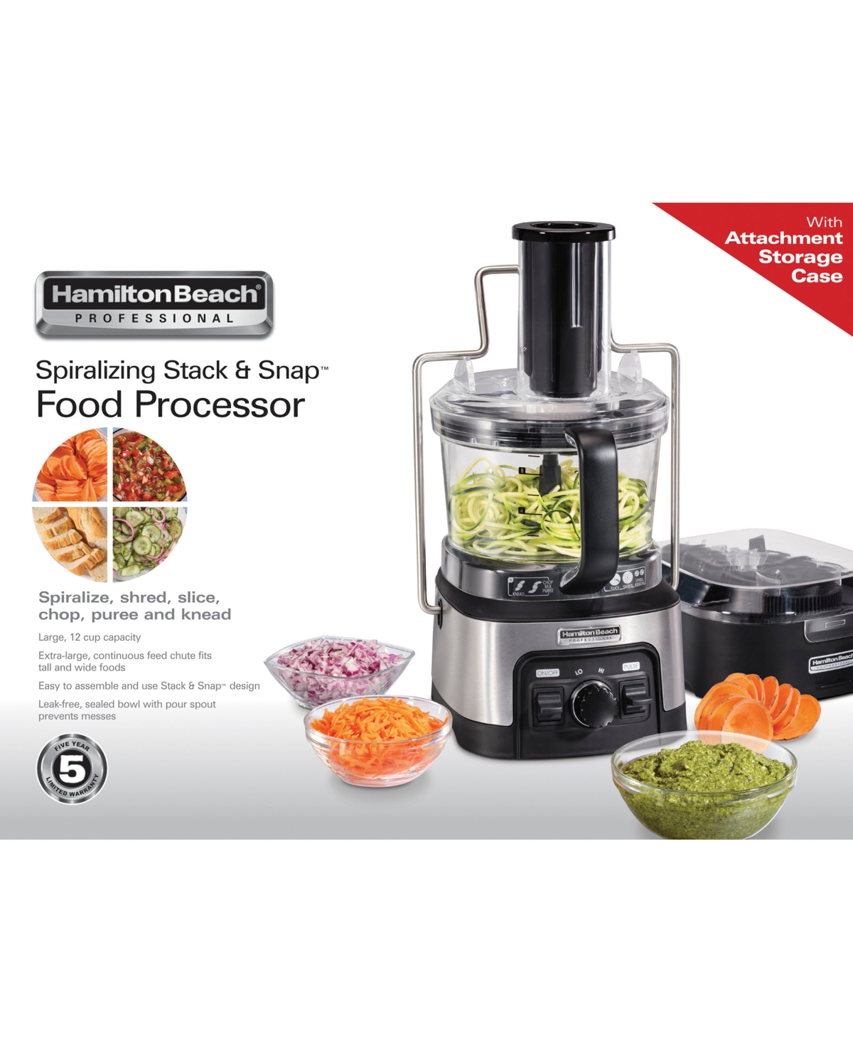 Hamilton Beach Professional Spiralizing Stack & Snap Food Processor