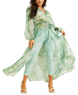Guess Bre Duster Maxi Dress In Water 