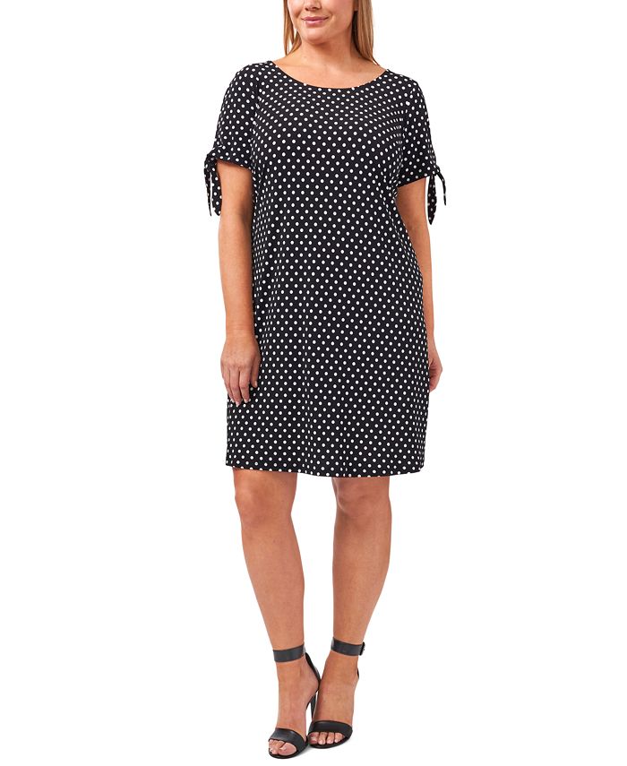MSK Plus Size Dot-Print Tie-Sleeve Shift Dress - Macy's