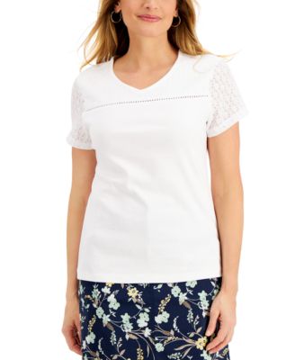 Karen Scott - Cotton Short Sleeve V-Neck Top