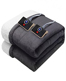 Reversible Heated Velour and Sherpa Blanket, Full/Queen