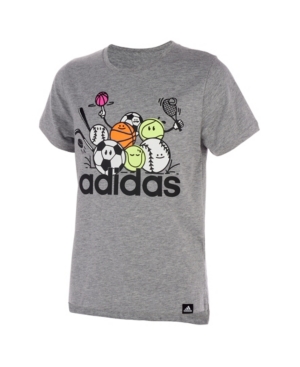 adidas Little Girls Short Sleeve Drop Tail Heather T-shirt