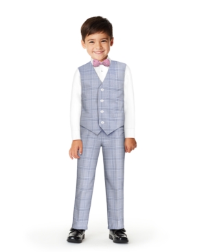 Little Boys Knox Windowpane Plaid Vest 4-piece Set
