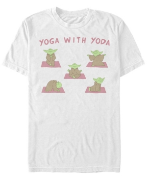 Fifth Sun Men's Yoga With Yoda Short Sleeve Crew T-shirt In White