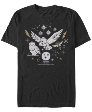 Fifth Sun Men's Wintery Owls Short Sleeve Crew T-shirt In Black