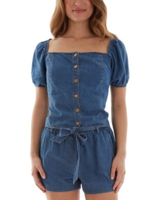 BCX Juniors' Tie-Back Button-Down Denim 
