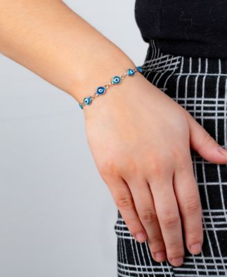 Women's Aqua Glass Guardian Eye Adjustable Bracelet