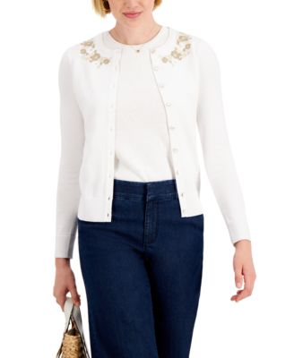 Embroidered Button-Down Cardigan, Created for Macy's