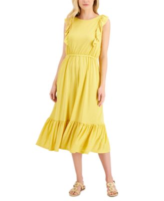 Charter Club - Knit Sleeveless Ruffled Midi Dress