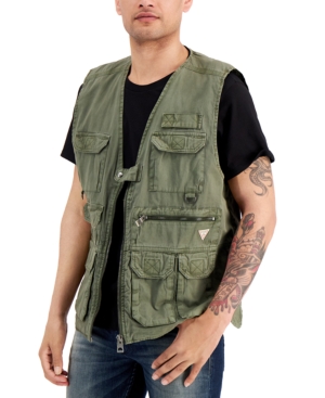 Guess Men's Poplin Utility Vest