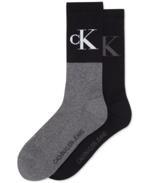 Calvin Klein Jeans Men's 2-Pk Logo Crew Socks