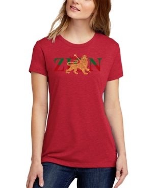 La Pop Art Women's Word Art Zion One Love T-shirt In Red