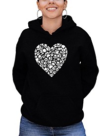Women's Word Art Paw Prints Heart Hooded Sweatshirt