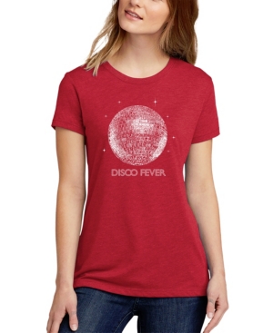 La Pop Art Women's Word Art Disco Ball T-shirt In Red