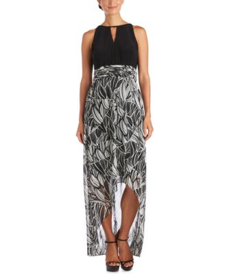 R & M Richards - Printed High-Low Maxi Dress