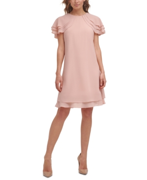 Jessica Howard Tiered Chiffon Dress In Blush Pink ModeSens