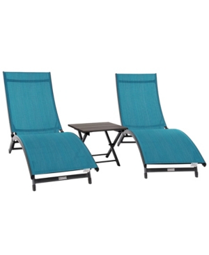 Vivere Coral Springs Lounger And Table Set In Blue Hawaii