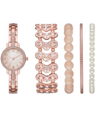 Folio - Women's Rose Gold-Tone Bracelet Watch 28mm Gift Set