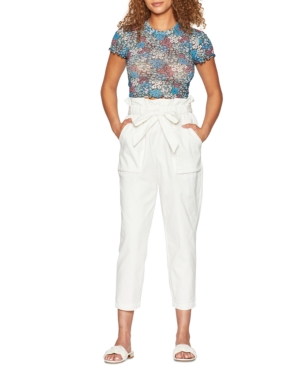 BCBGeneration Floral-Print Baby Cropped Mesh Top