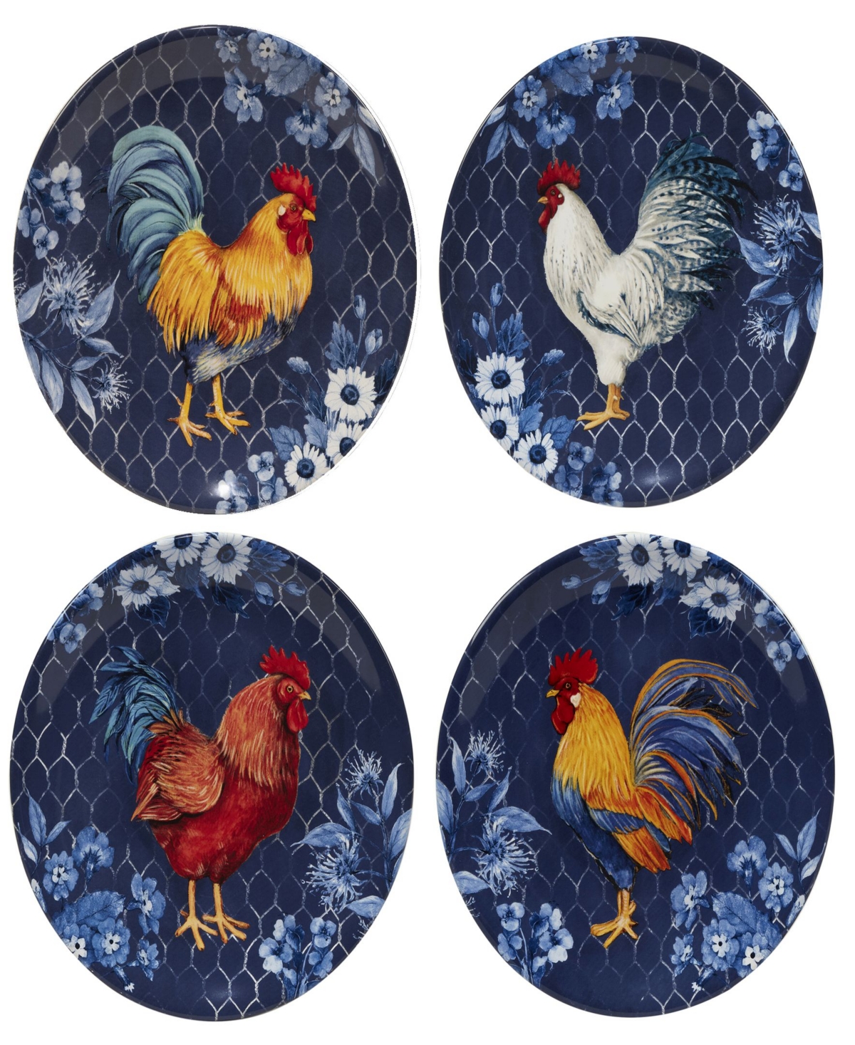 Indigo Rooster 16 Piece Dinnerware Set