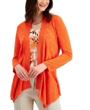 Kasper Rib-Trim Flyaway Cardigan
