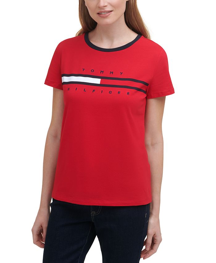 Tommy Hilfiger Logo T-Shirt & Reviews - Tops - Women - Macy's
