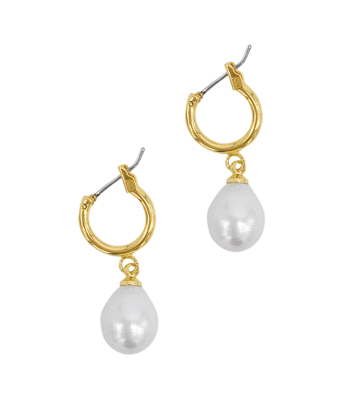 Freshwater Pearl Drop Earrings - Yellow Gold-Tone, White