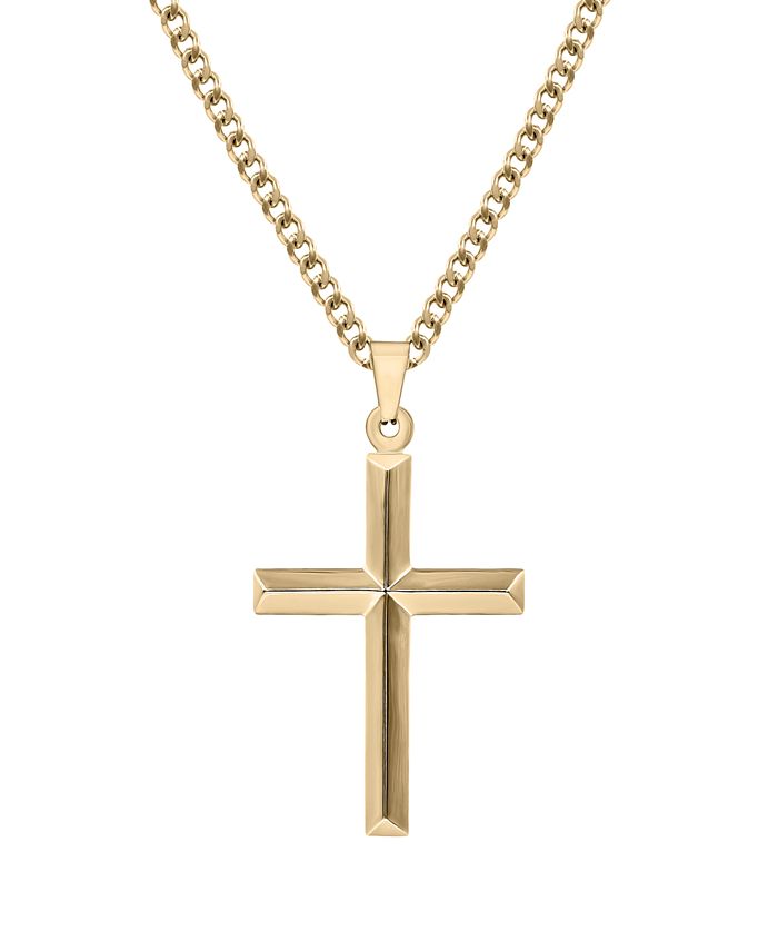 Macy's Men's Cross 24" Pendant Necklace in Stainless Steel & Reviews