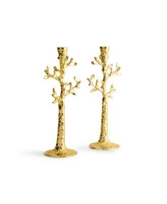 Tree of Life Candle Holder Set of 2 Gold