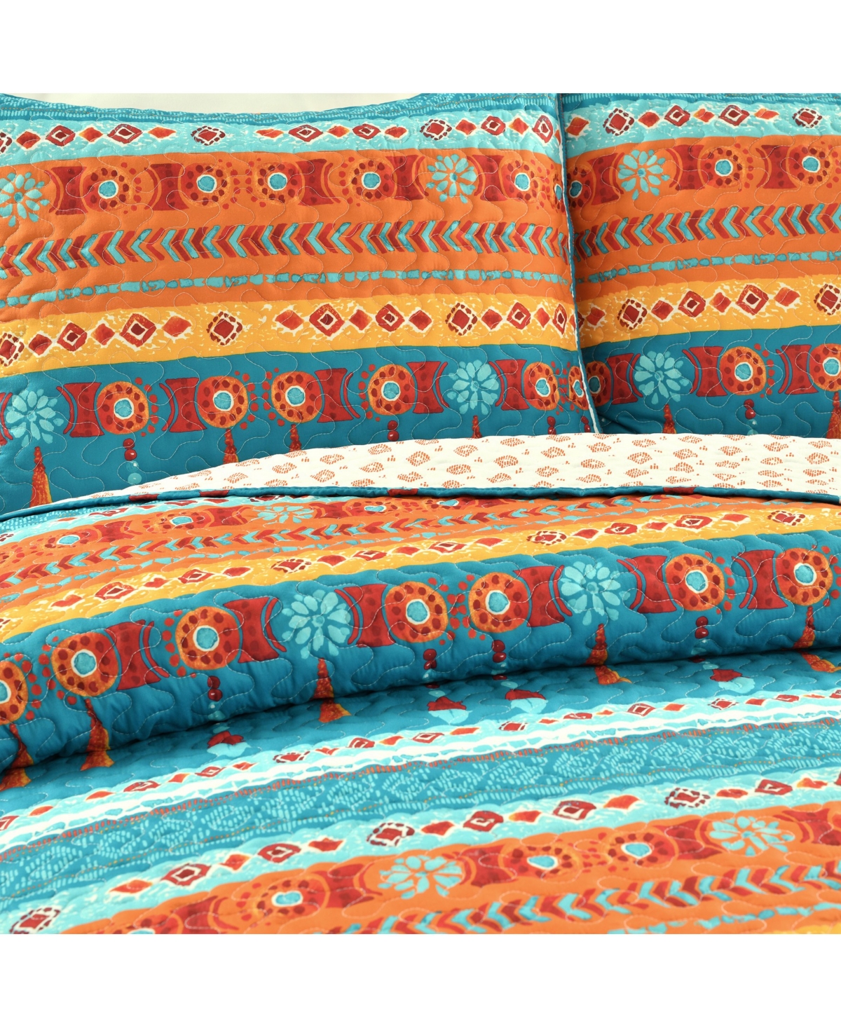 Lush Decor Boho Watercolor Border 3 Piece Quilt Set