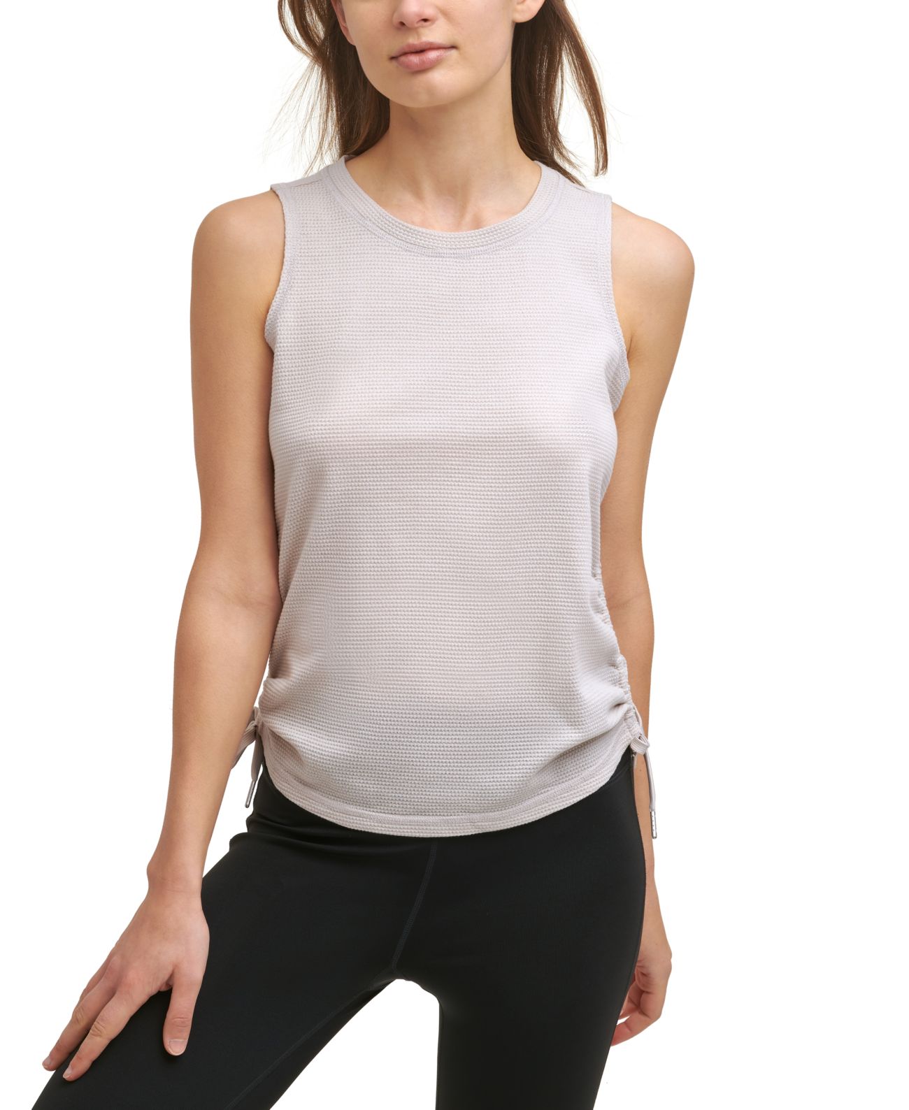 Calvin Klein Womens Performance Textured Ruched Side Tie Tank Top | eBay