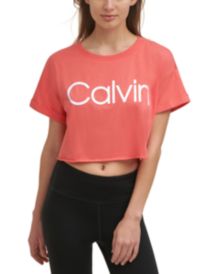 Women's Cropped Raw Hem Logo T-Shirt