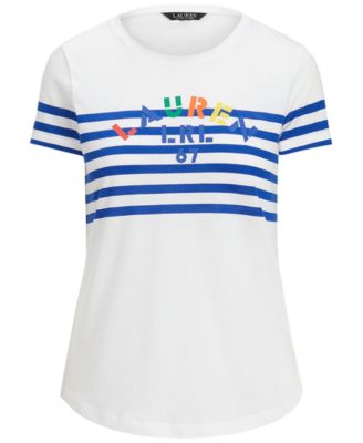 Striped Cotton-Blend Logo T-Shirt 
