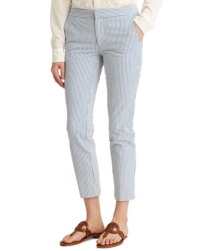 Lauren Ralph Lauren Cropped Cotton Seersucker Pants - Macy's