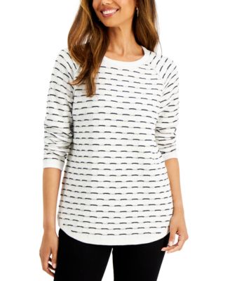 Cotton Boxstitched Curved-Hem Sweater, Created for Macy's