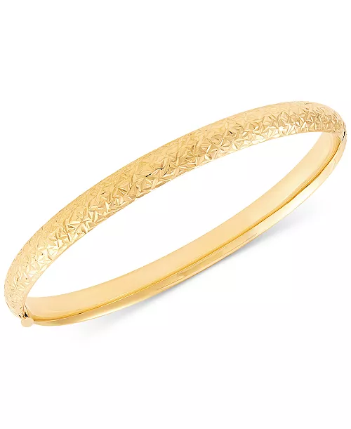 Textured Bangle Bracelet in 10-karat Gold, White Gold and Rose Gold