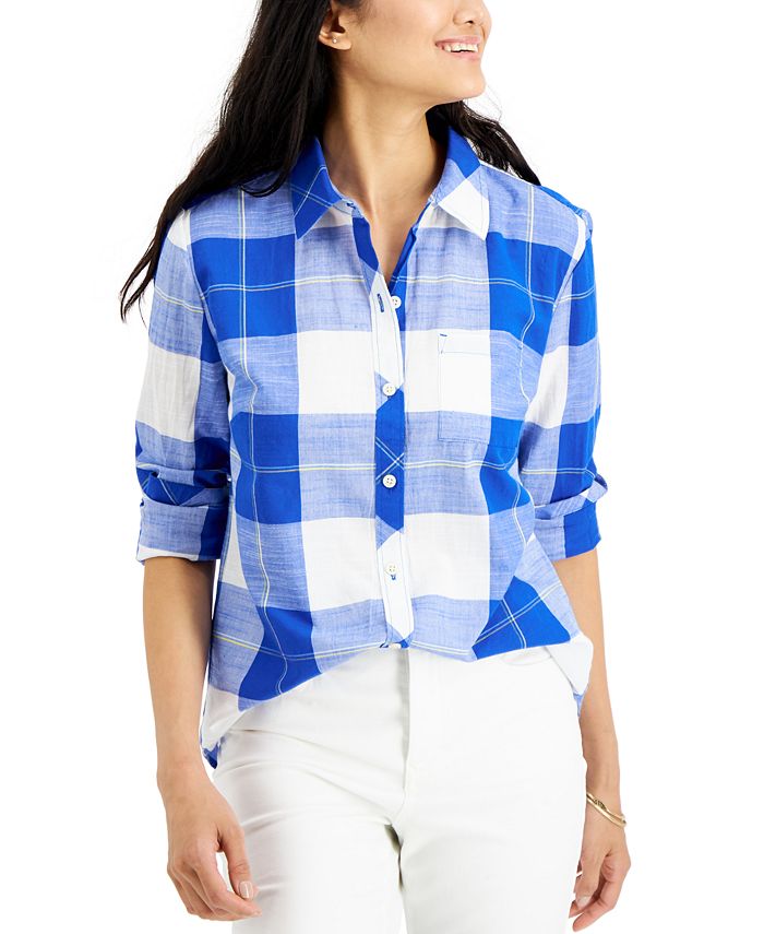 Style & Co Printed Button-Down Shirt, Created for Macy's & Reviews ...