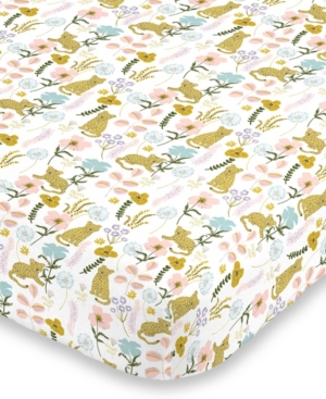 Nojo Cheetah Flower Fitted Super Soft Crib Sheet Bedding In Yellow