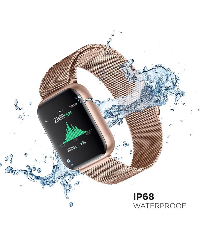 iTouch Air 3 Unisex Touchscreen Smartwatch Fitness Tracker: Rose Gold Case with Rose Gold Mesh