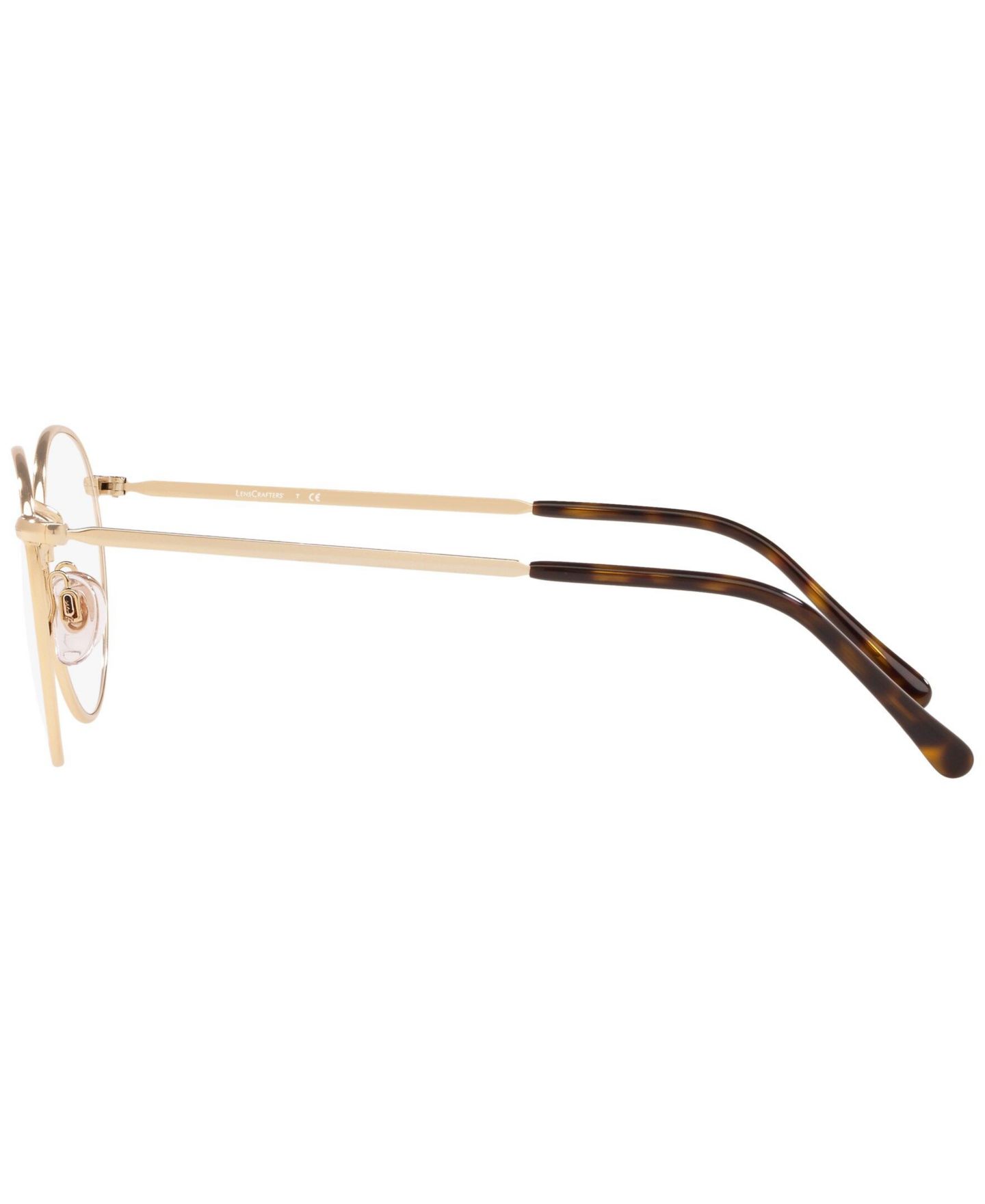 Мужские очки LensCrafters Man Panthos Metal EC1001 Eyeglasses, цвет: Золотой — фото 2