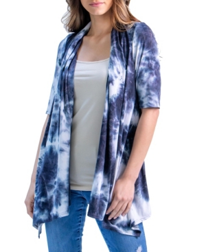 Women's Tie Dye Elbow Sleeve Open Front Cardigan
