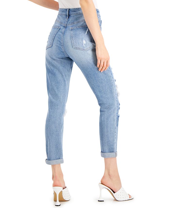 Celebrity Pink Juniors' Ripped Mom Jeans & Reviews - Jeans - Women - Macy's