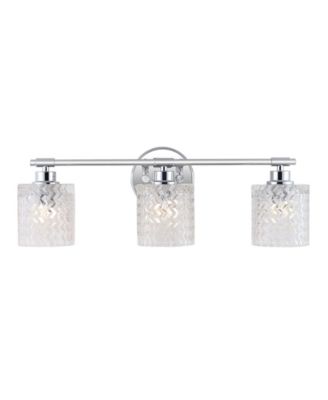 Spaulding Vintage-like 3-Light Pattern Glass Farmhouse Cottage LED Vanity Light