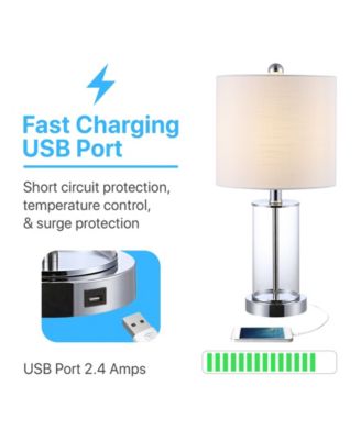 Abner Glass Modern Contemporary USB Charging LED Table Lamp, Set of 2