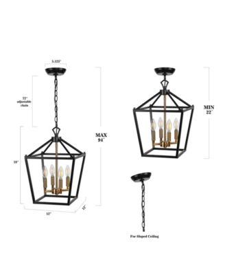 Pagoda 4-Bulb Lantern Metal LED Pendant