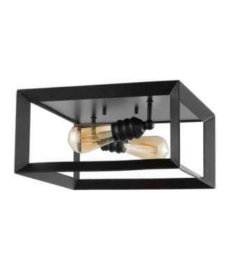 Marfa Square 2-Light Iron Modern Farmhouse LED Flush Mount