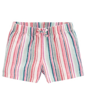 Toddler Girls Striped Pull-On Linen Shorts