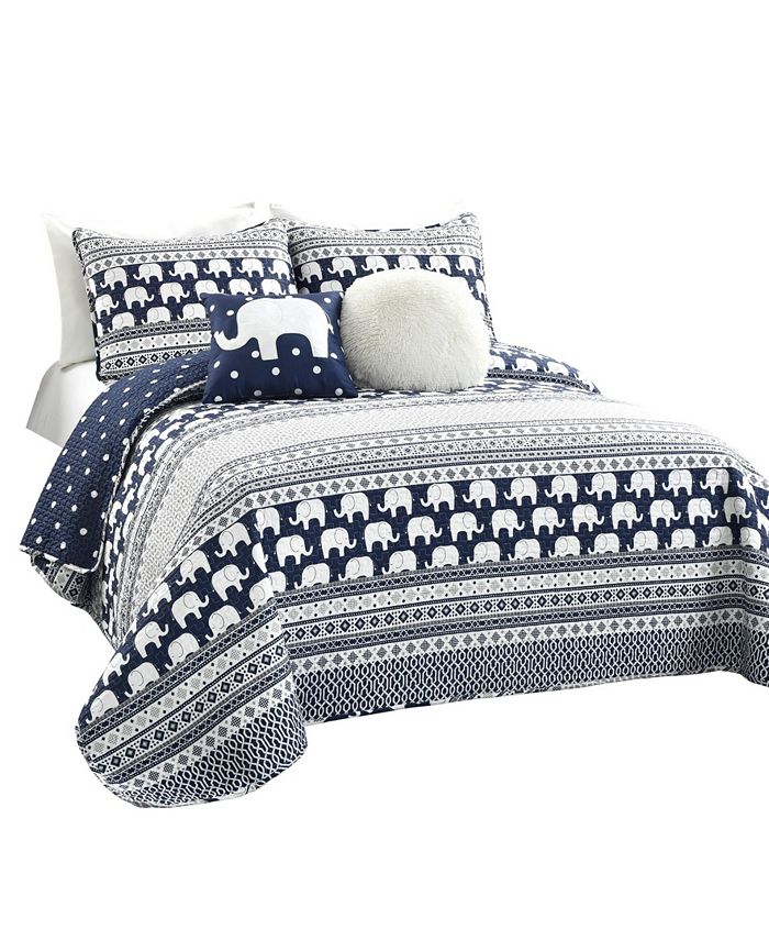 Macy's Elephant Stripe 4 Piece Quilt Set for Kids, Twin/Twin XLong Macy's